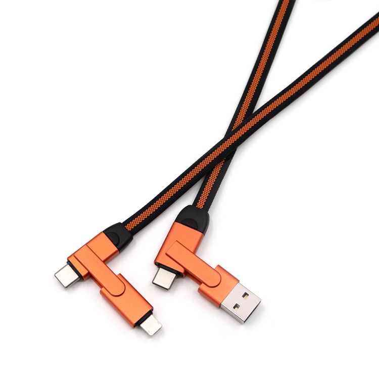 

FLOVEME YXF221464 PD 60W 3A 6 in 1 USB / USB-C / Type-C to 8 Pin + Micro USB + USB-C / Type-C Braided Fast Charging Data Cable, Length: 1m(Orange)