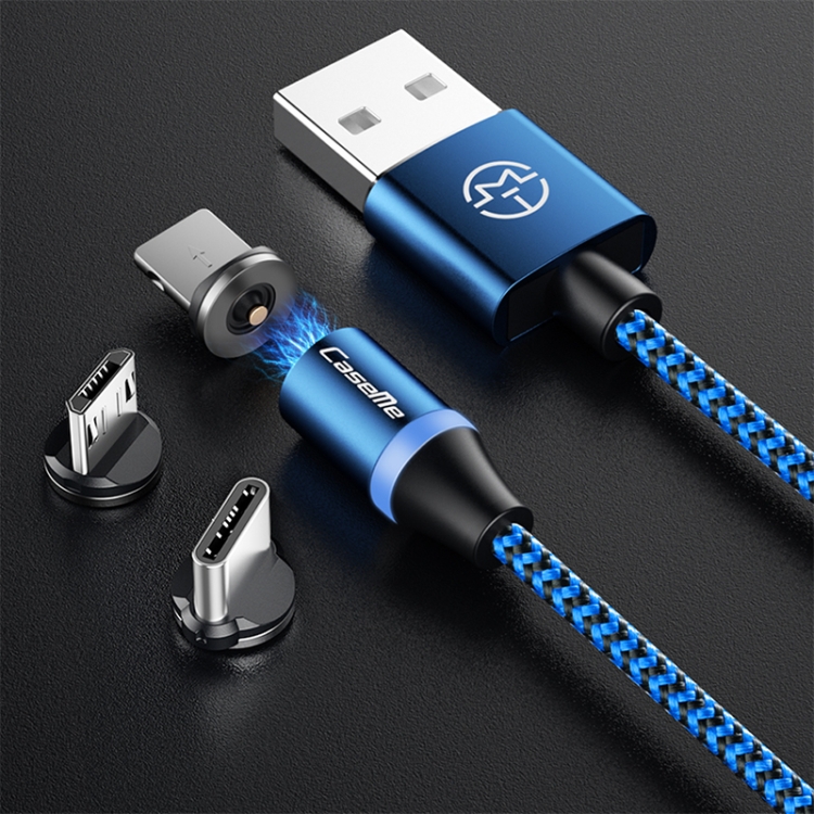 

CaseMe Series 2 3 in 1 USB to Type-C/ USB-C + 8 Pin + Micro USB Magnetic Charging Cable (Dark Blue)