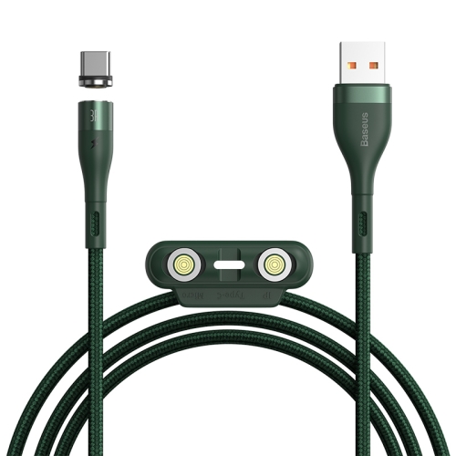 

Baseus 3A USB to 8 Pin + USB-C / Type-C + Micro USB Zinc Magnetic Fast Charging Sync Data Cable, Length: 1m(Dark Green)