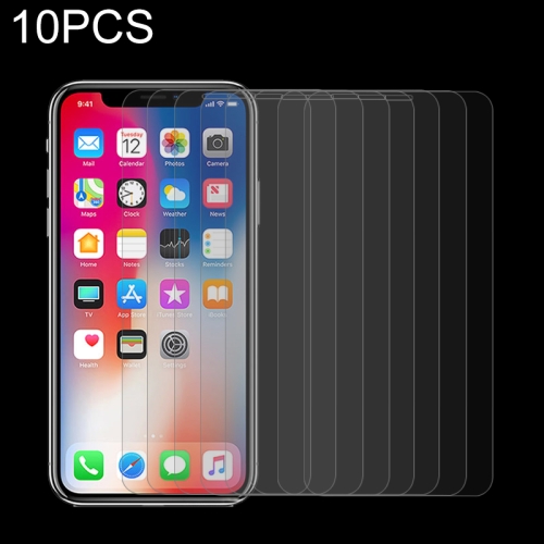 10 PCS for iPhone X 0.26mm 9H Surface Hardness Explosion-proof Non-full Screen Tempered Glass Screen Film