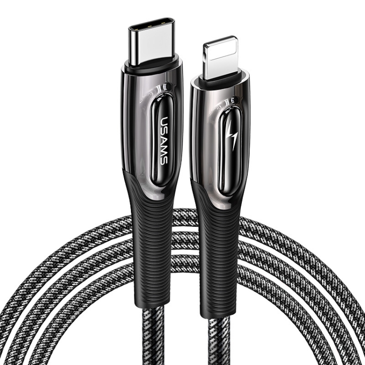 

USAMS US-SJ496 8 Pin to Type-C 20W Raydan Series PD Fast Charging Data Cable, Cable Length: 1.2m
