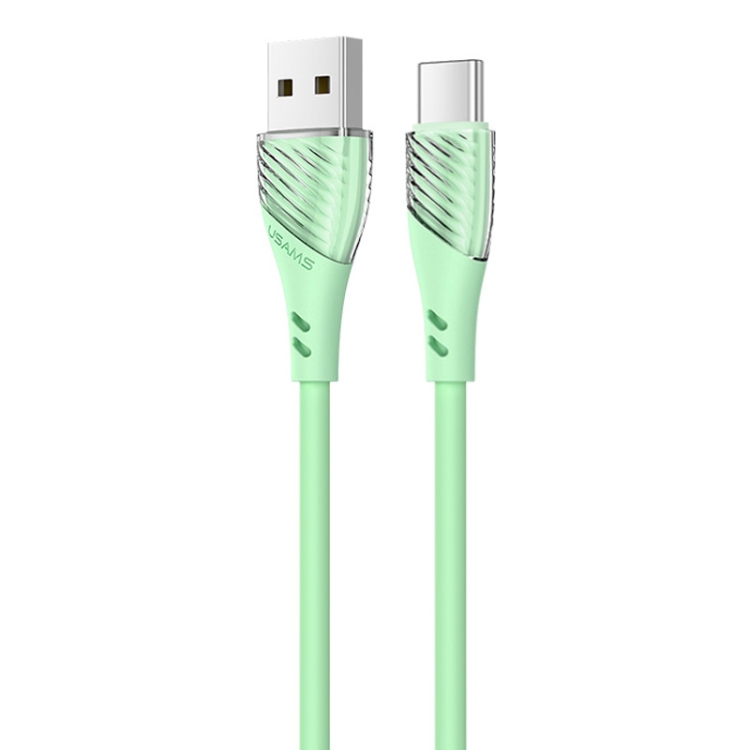 

USAMS US-SJ494 U65 Type-C to USB Transparent Smooth Corrugated Silicone Data Cable, Cable Length: 1m(Green)