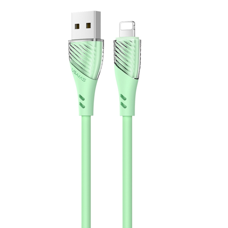 

USAMS US-SJ493 U65 8 Pin to USB Transparent Smooth Corrugated Silicone Data Cable, Cable Length: 1m (Green)