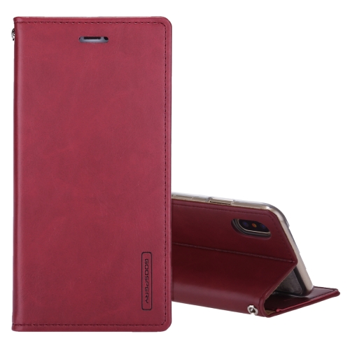 

GOOSPERY BLUE MOON FLIP For iPhone X / XS Crazy Horse Texture Horizontal Flip Leather Case with Holder & Card Slots & Wallet(Dark Red)