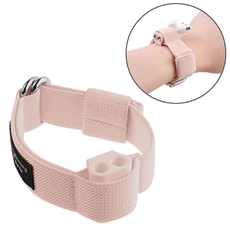 

Outdoor Sport Anti-lost Wireless Earphone Holder Case Storage Rack Wrist Band Strap for Apple AirPods (Pink)