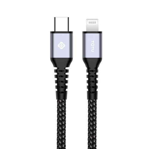 

TOTUDESIGN BPDA-03 Aurora Series USB-C / Type-C to 8 Pin PD Fast Charging MFI Certified Braided Data Cable, Length: 1m(Black)