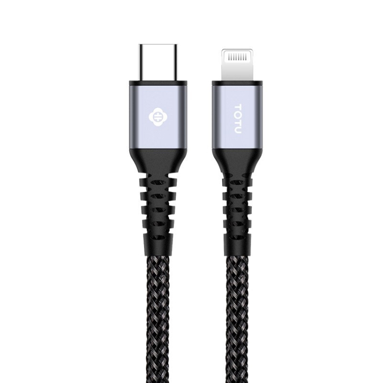 

TOTUDESIGN BPDA-03 Aurora Series USB-C / Type-C to 8 Pin PD Fast Charging MFI Certified Braided Data Cable, Length: 1m(Black)