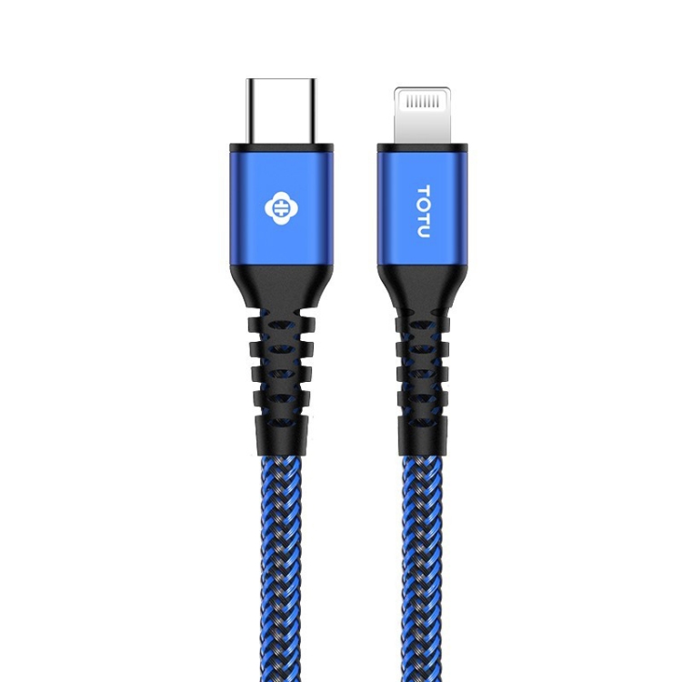 

TOTUDESIGN BPDA-03 Aurora Series USB-C / Type-C to 8 Pin PD Fast Charging MFI Certified Braided Data Cable, Length: 1m(Blue)