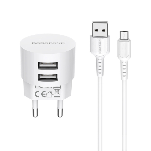 

BOROFONE BA23A 2.1A Brilliant Dual Port Charger Power Adapter Set with Micro Charging Cable, EU Plug