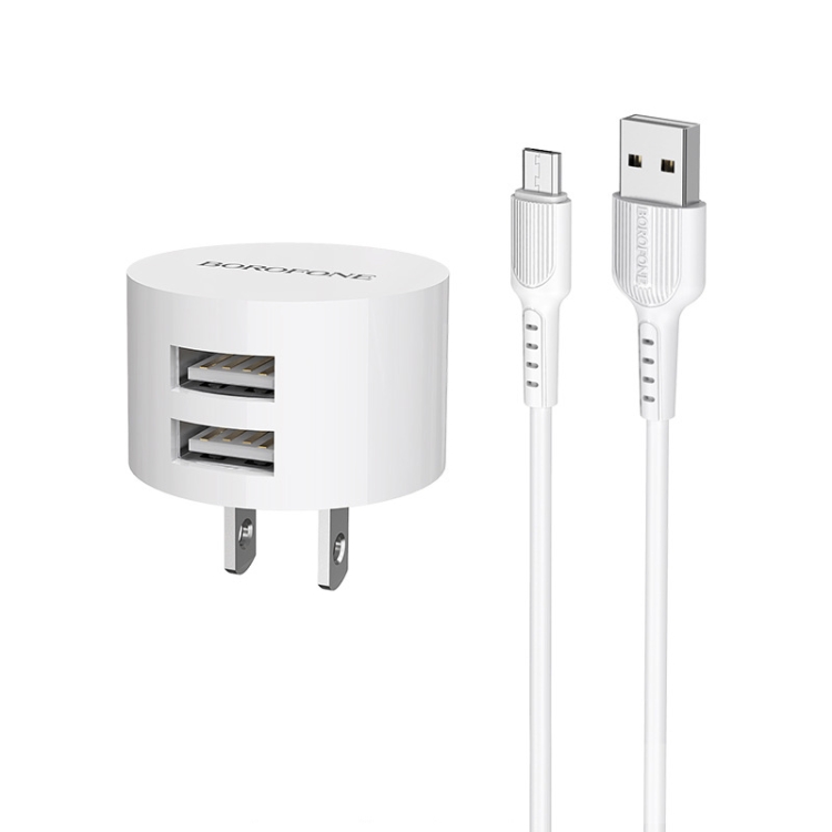 

BOROFONE BA23 2.1A Brilliant Dual Port Charger Power Adapter Set with Micro Charging Cable, US Plug