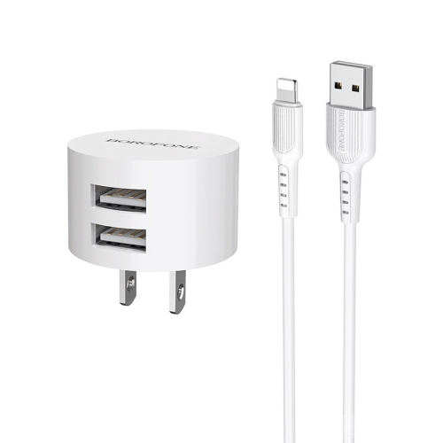 

BOROFONE BA23 2.1A Brilliant Dual Port Charger Power Adapter Set with 8 Pin Charging Cable, US Plug