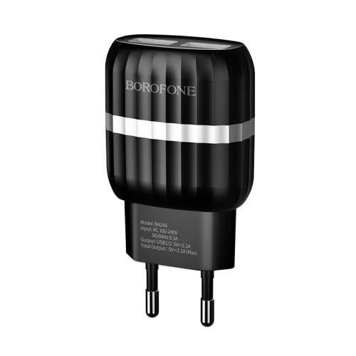 

BOROFONE BA24A 2.1A Vigour Dual Port Charger Power Adapter, EU Plug (Black)