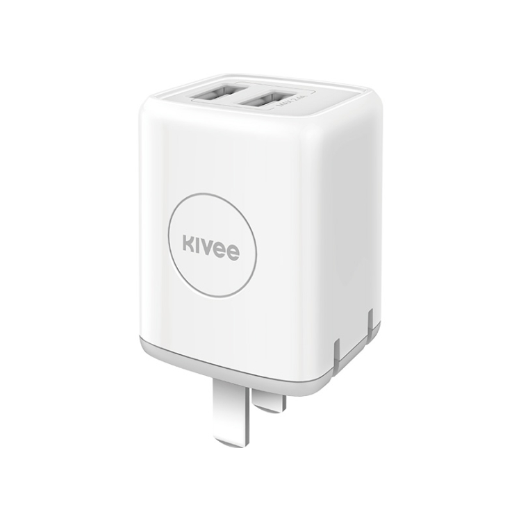 

KIVEE KV-AH12 2.4A Foldable Dual USB Travel Charger Power Adapter (White)