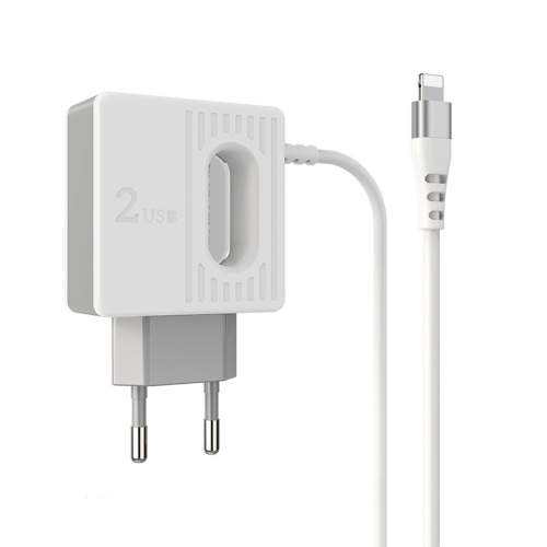 

BOROFONE BA34 2.4A Jei Dual USB Port Charger Power Adapter With 8 Pin Charging Cable，EU Plug