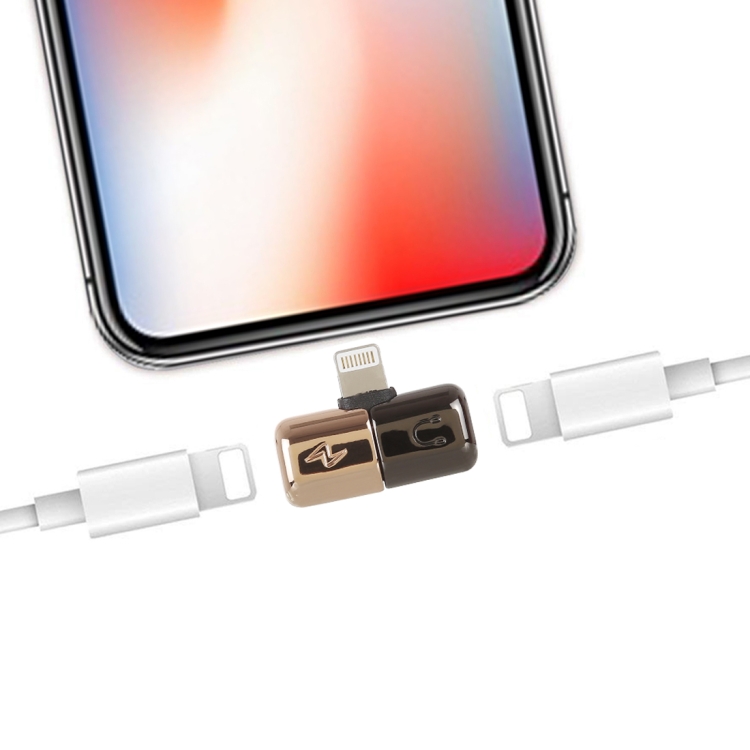 

2 in 1 Dual 8 Pin Female to 8 Pin Male Mini Portable Metal Audio & Charge Adapter Audio Splitter, For iPhone XS / iPhone XS Max / iPhone XR / iPhone X / iPhone 8 & 8 Plus / iPhone 7 & 7 Plus