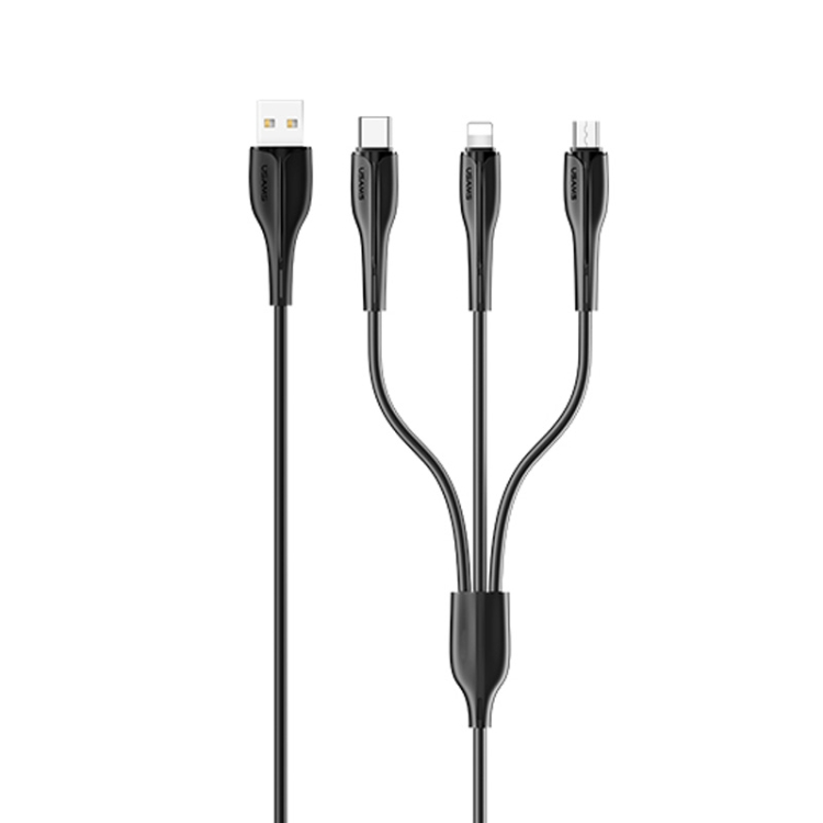 

USMAS US-SJ374 U38 3 in 1 USB to Micro USB / USB / Type-C / 8PIN Charging Cable,Cable Length: 1m(Black)