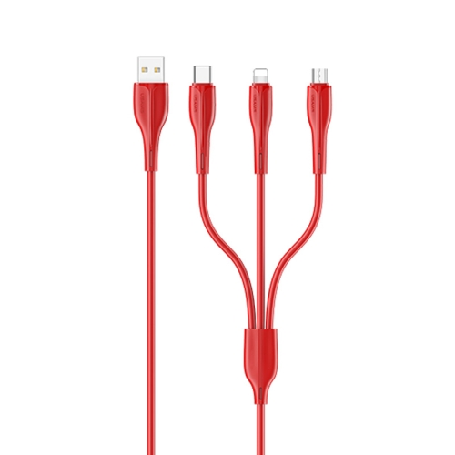 

USAMS US-SJ374 U38 3 in 1 USB to Micro USB / USB / Type-C / 8PIN Charging Cable,Cable Length: 1m(Red)