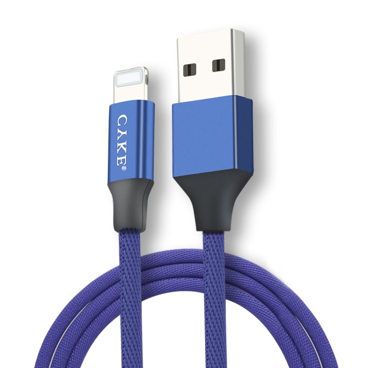 

CYKE 2 in 1 2.4A 8 Pin Charging + Transmission Cotton Braided Data Cable, Length: 1m(Blue)