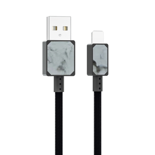 

5A USB to 8 Pin Marble Pattern Polyester Braided Fast Charging and Transmission Data Cable, Cable Length: 1.2m (Black)