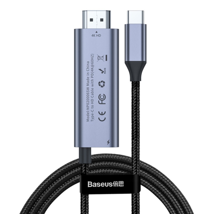 

Baseus C-Video Pro 1.8m USB-C / Type-C to HDMI 4K + PD High Definition Conversion Cable