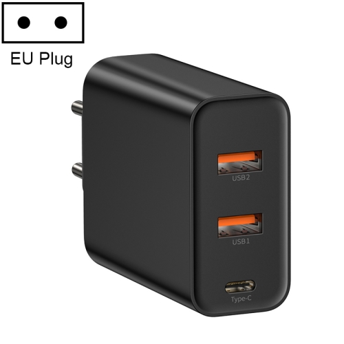 

Baseus 60W PPS 3-Ports (Dual USB + USB-C/ Type-C) Output Quick Charger, EU Plug(Black)