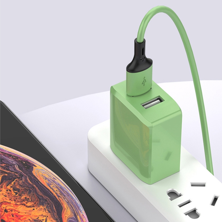 

2A Mini Universal Liquid Color Dual USB Ports Charger, US Plug(Green)