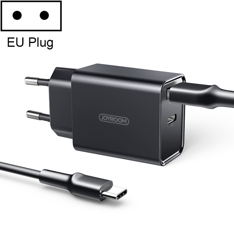 

JOYROOM L-QP183 Simple Series 18W Dual Ports Intelligent Travel Charger with USB-C/ Type-C Cable, Support PD, EU Plug