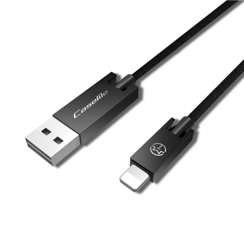 

CaseMe 25cm 5V 2.1A Cloth Weave 3D Aluminium Alloy 8 Pin to USB Data Sync Charging Cable, For iPhone XR / iPhone XS MAX / iPhone X & XS / iPhone 8 & 8 Plus / iPhone 7 & 7 Plus / iPhone 6 & 6s & 6 Plus & 6s Plus / iPad (Black)