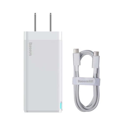 

Baseus CW-PDD 65W Dual Type-C / USB-C + USB GaN2 Pro Quick Charging Travel Charger with Type-C Charging Cable, CN Plug(White)