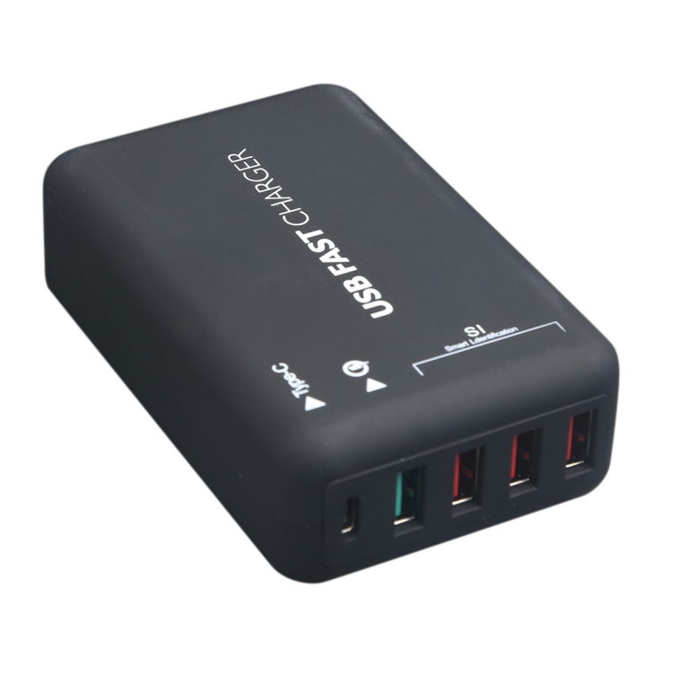 

T2T 30W 3 x USB + QC3.0 + USB-C / Type-C Fast Charging Station Smart Charger AC100-240V