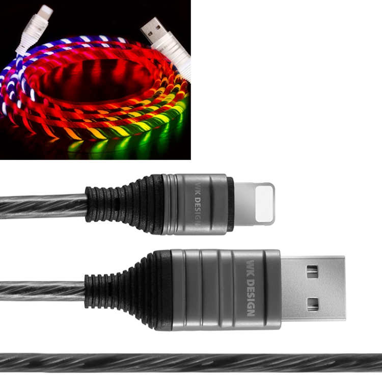 

WK WDC-075i 1m 2.0A Cool Color Atreamer Glow Series USB to 8 Pin Data Sync Charging Cable (Black)