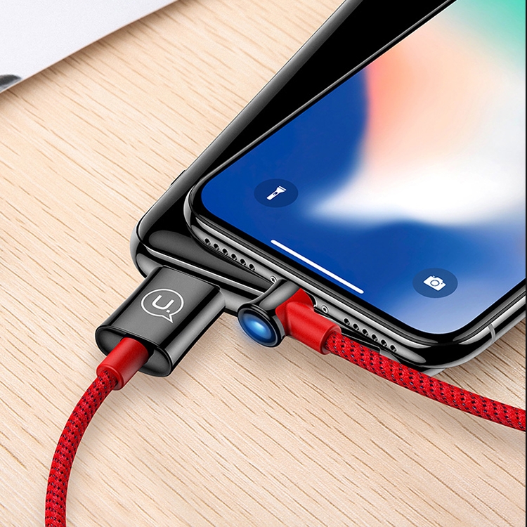 

USAMS US-SJ254 U13 8 Pin 90 Degree Elbow Game Intelligent Power Off Data Cable, Length: 1.2m (Red)
