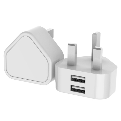 

E008-1 Dual USB Port Quick Charger Power Adapter, UK Plug(White)