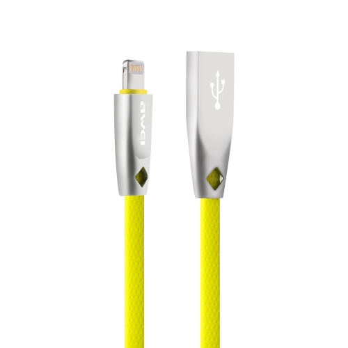 

AWEI CL-95 USB to 8 Pin Portable Quick Charging TPE + Aluminum Alloy Data Cable, 2A, Length: 1m (Yellow)