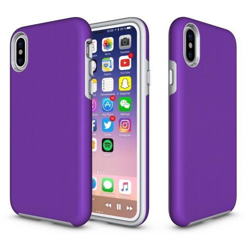 

For iPhone X / XS Anti-slip Armor Protective Case Back Cover Shell(Purple)