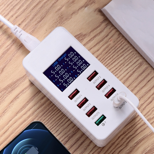 

A8 40W 8 Ports USB + QC3.0 Smart Charging Station with Digital Display AC100-240V, EU Plug