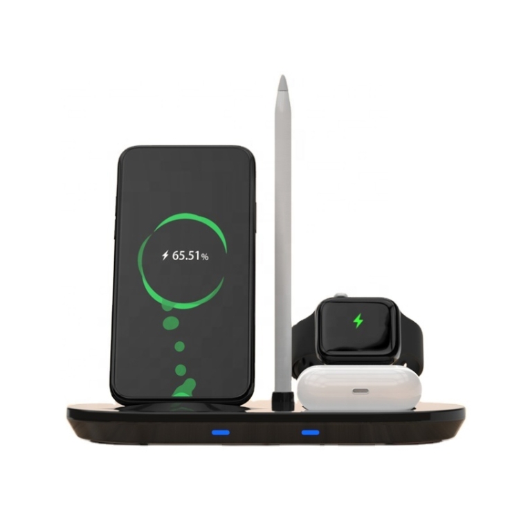 

JJT-885 4 In 1 Multi-function Wireless Charger Station for Apple Watch / AirPods / Pencil / Smart Phones(Black)