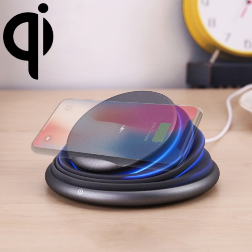 

S18 Multi-function 10W Max Qi Standard Wireless Charger Phone Holder with Colorful Atmosphere Light (Grey)