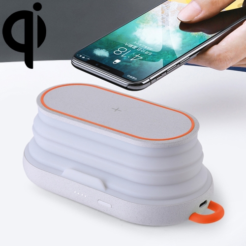 

S20 10W Max Qi Standard Wireless Charger Phone Holder with Atmosphere Light & Power Bank Function(White)