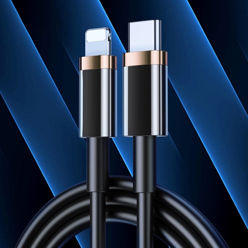 

USAMS US-SJ484 U63 Type-C / USB-C to 8 Pin PD 20W Smooth Aluminum Alloy Fast Charging Data Cable, Length: 1.2m(Black)