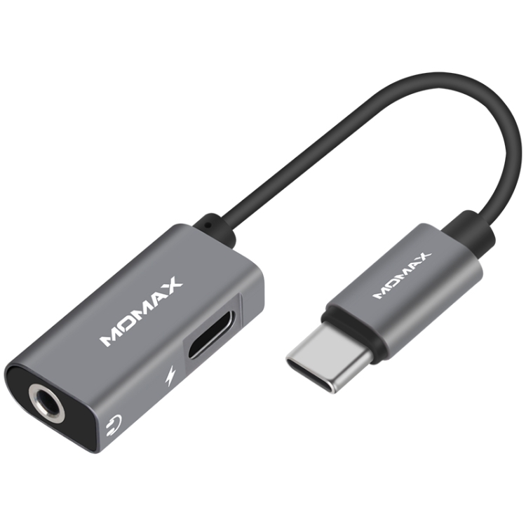 

MOMAX HT1D USB-C / Type-C to USB-C / Type-C + 3.5mm Jack Digital Audio Adapter (Dark Gray)