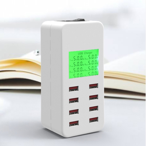 

A8B 40W 8 Ports USB Smart Charging Station with Digital Display AC100-240V (White)