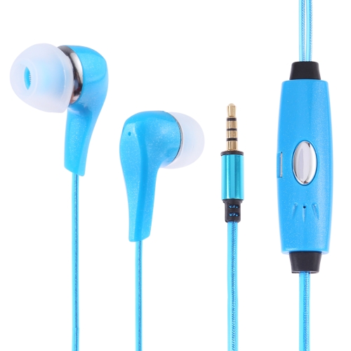 

1m 3.5mm Plug Universal Stereo Visible EL Flowing Light Earphones with Mic (Blue)