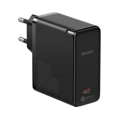 

Baseus TZCCGAN-L01 100W GaN2 Gallium Nitride Fast Charging Travel Charger Power Adapter Set with 1.5m Type-C / USB-C Cable, EU Plug(Black)