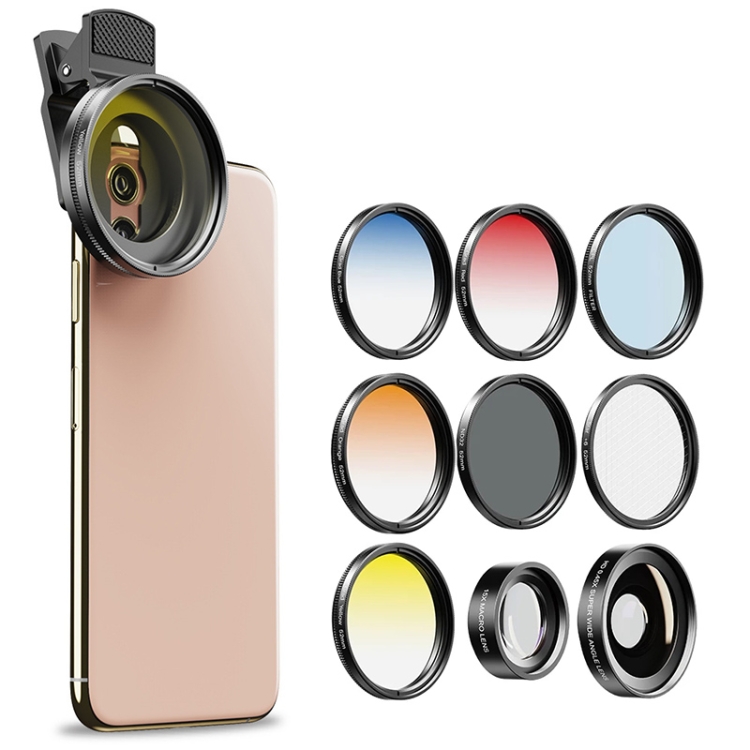 

APEXEL APL-0.45X52UV-7G 9 in 1 HD Lens & Filter Kit
