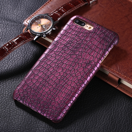 

For iPhone 8 Plus & 7 Plus Crocodile Texture Paste Protective Back Cover Case (Purple)