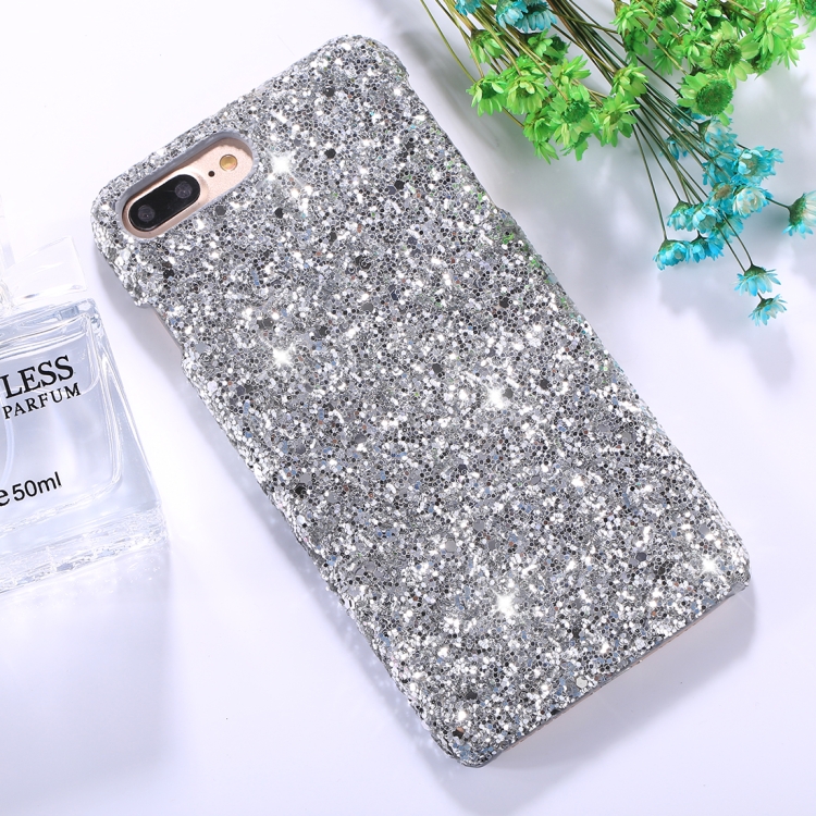 

For iPhone 8 Plus & 7 Plus Colorful Sequins Paste Protective Back Cover Case (Silver)