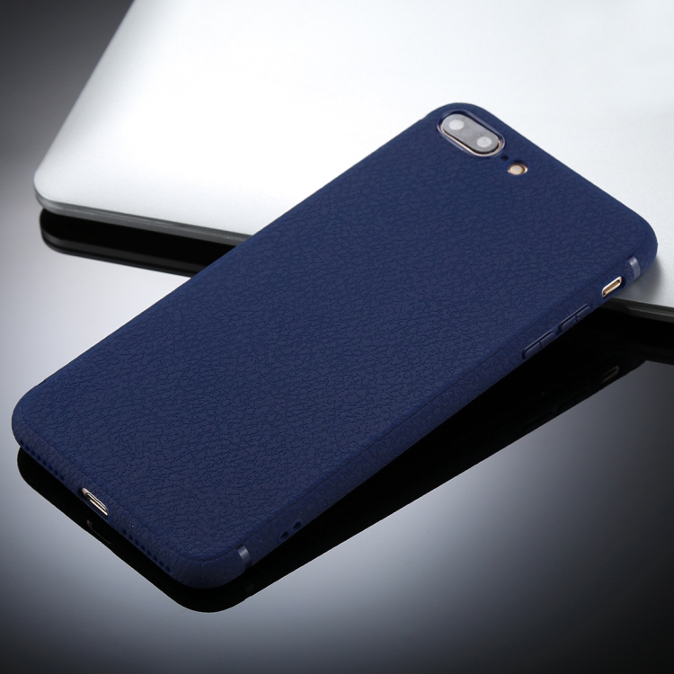 

For iPhone 8 Plus &7 Plus Litchi Texture TPU Protective Soft Back Case (Blue)
