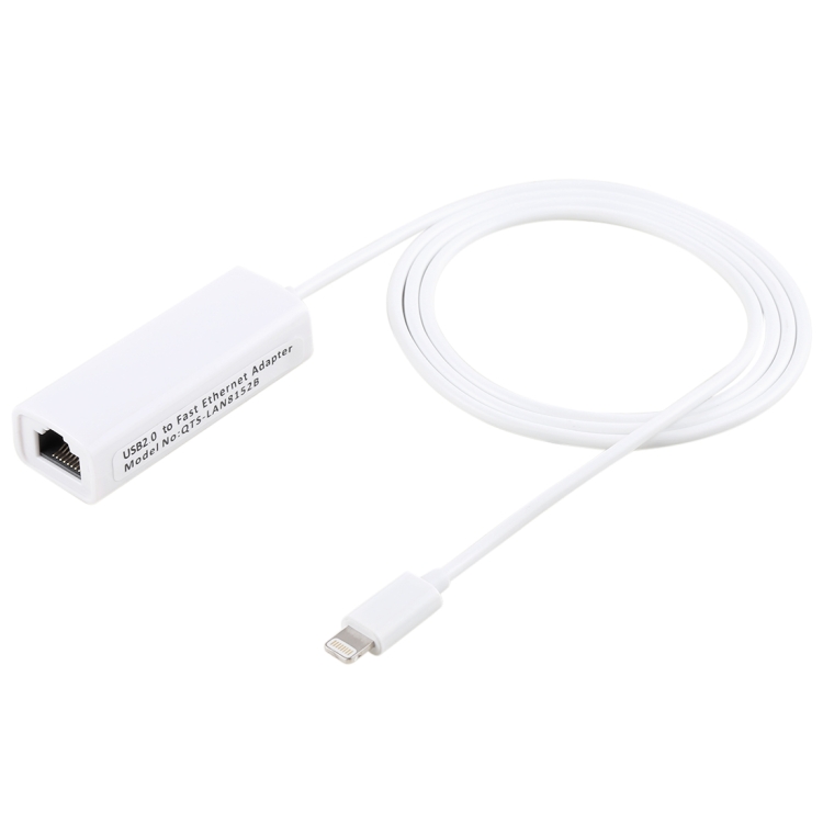 

QTS-LAN8152B 1m 8 Pin to RJ45 Ethernet LAN Network Adapter Cable, for iPhone X & XS & XR & XS MAX, iPhone 8 Plus & 7 Plus, iPhone 8 & 7,iPad(White)