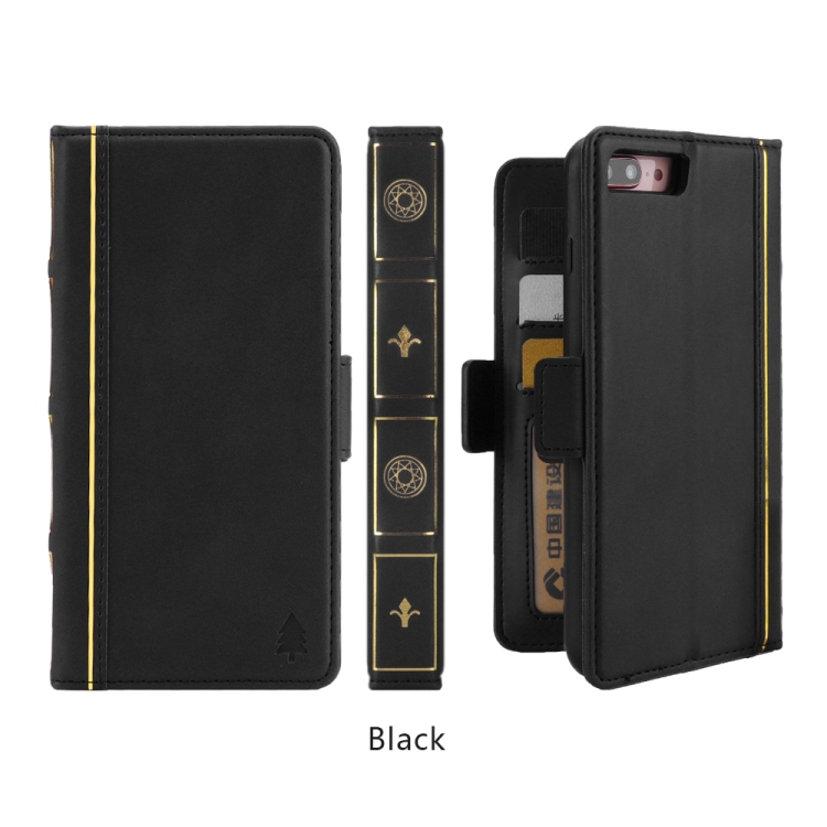 

Bible Style Business Horizontal Flip Leather Case for iPhone 8 Plus & 7 Plus, with Card Slots & Photo Frame & Holder & Wallet (Black)